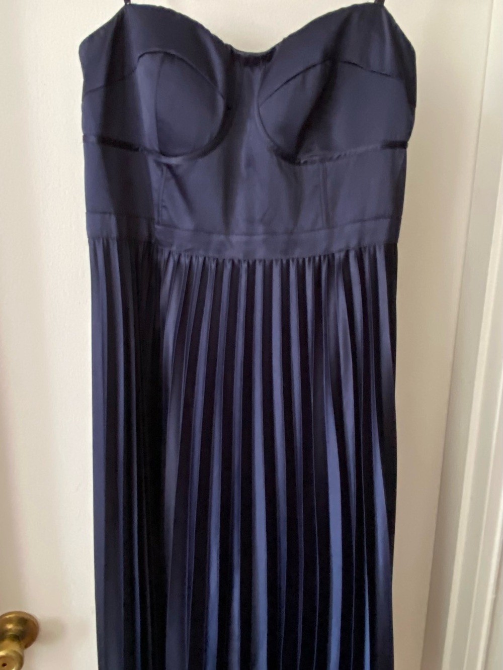 City Chic Strapless Navy Pleated Maxi Dress
